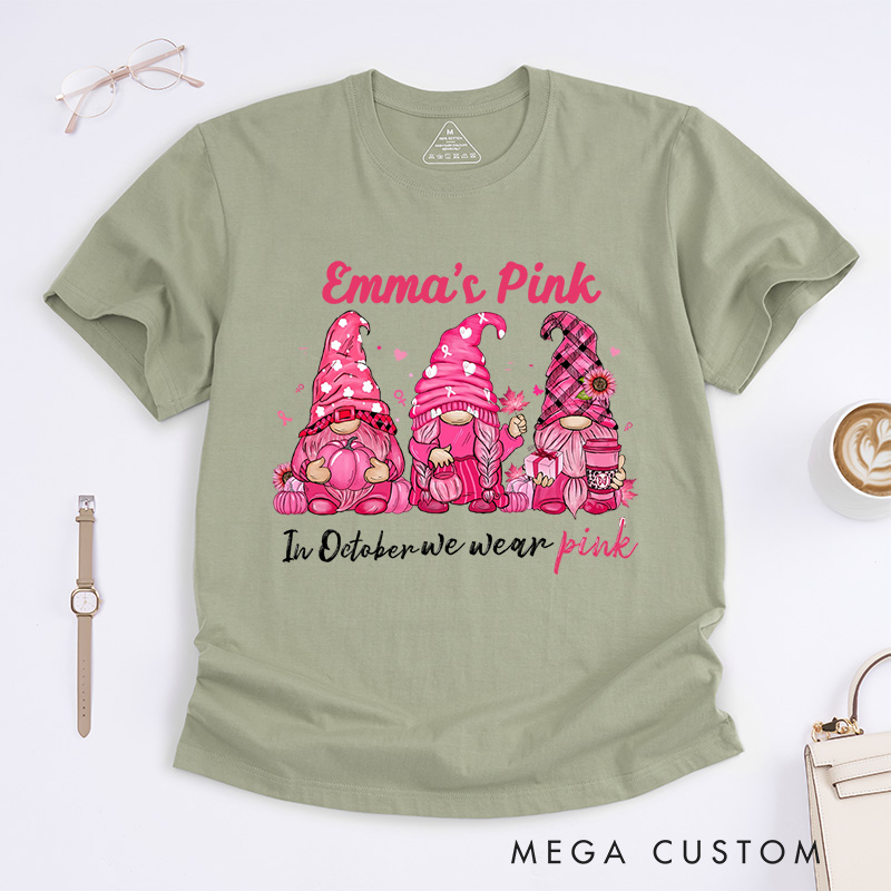 Personalized In October We Wear Pink T-Shirt Inspirational Gift for Women Who Have Triumphed Over Cancer