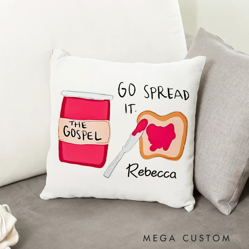 Personalized Go Spread it Throw Pillow Cover with Name Home Decor Christian the Gospel Throw Pillow Humor Faith Pillow Cover Christian Gift for Family