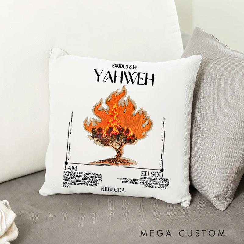 Personalized Yahweh Throw Pillow Cover with Name Home Decor I am Who I am Christian Exodus 3:14 Throw Pillow Bible Verse Pillow Cover Christian Gift
