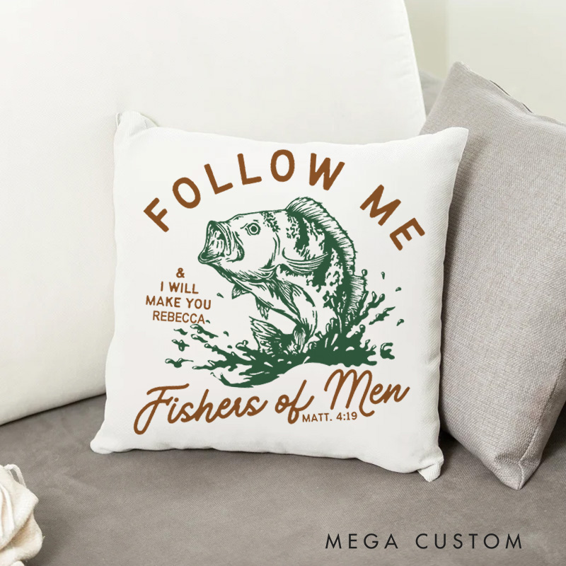 Personalized Follow Me I Will Make You Fishers of Men Throw Pillow Cover with Name Home Decor Christian Matthew 4:19 Throw Pillow Christian Faith Gift