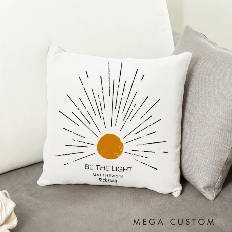 Personalized Be the Light Throw Pillow Cover with Name Home Decor Christian Matthew 5:14 Bible Verse Throw Pillow Christian Gift Inspirational Gift