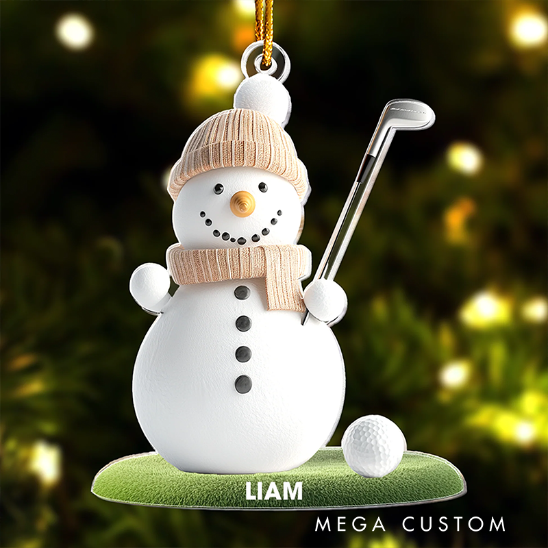 Personalized Gingerbread Golfer Christmas Ornament with Custom Name and Golf Themed Design