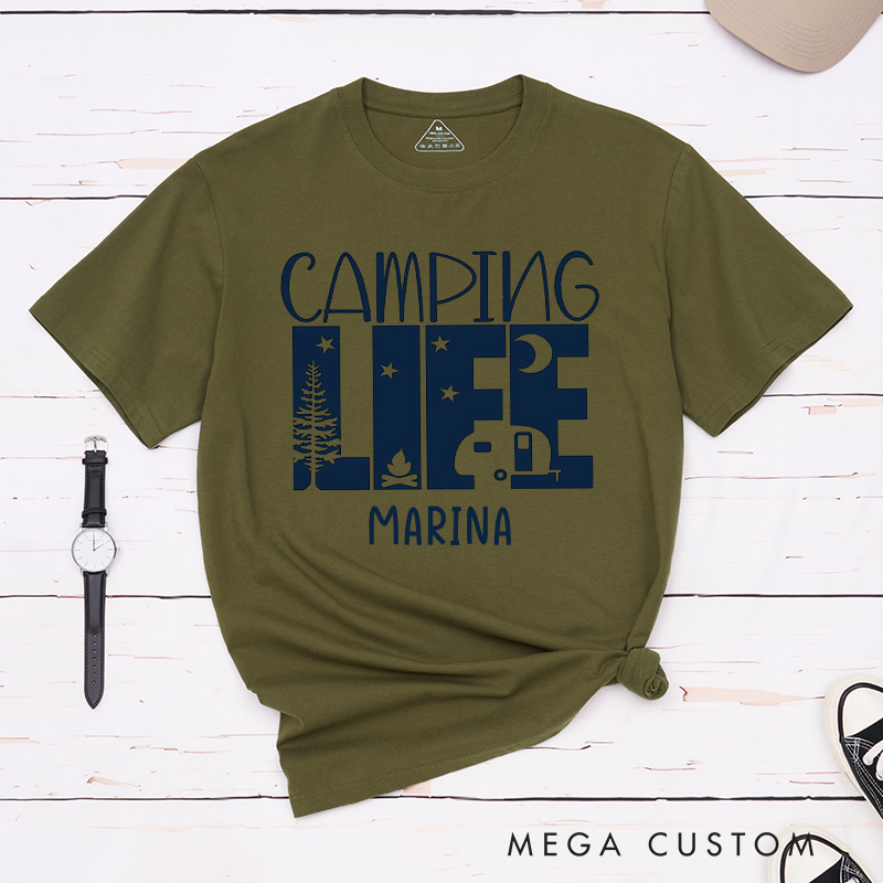Personalized Camping Life T-Shirt Happy Campe Shirt Camping Outdoors Lover Gift