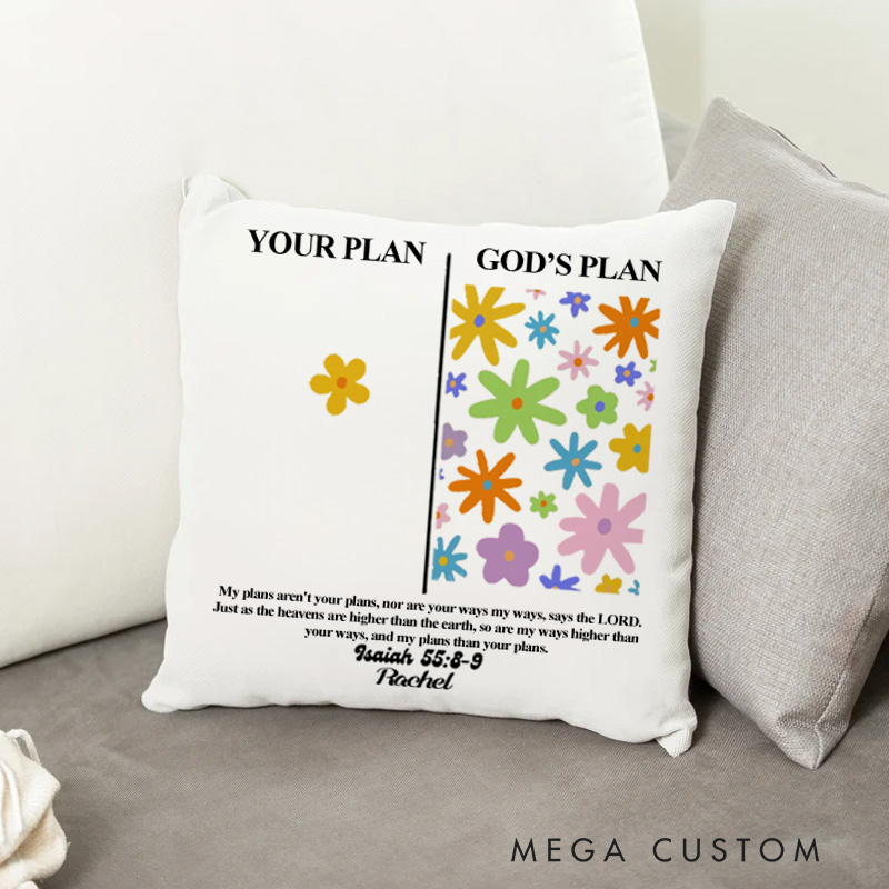 Personalized Bible Verse Isaiah 55:8-9 Custom Name Throw Pillow with Floral Design Birthday Gift Room Decor Gift for Christian Girls