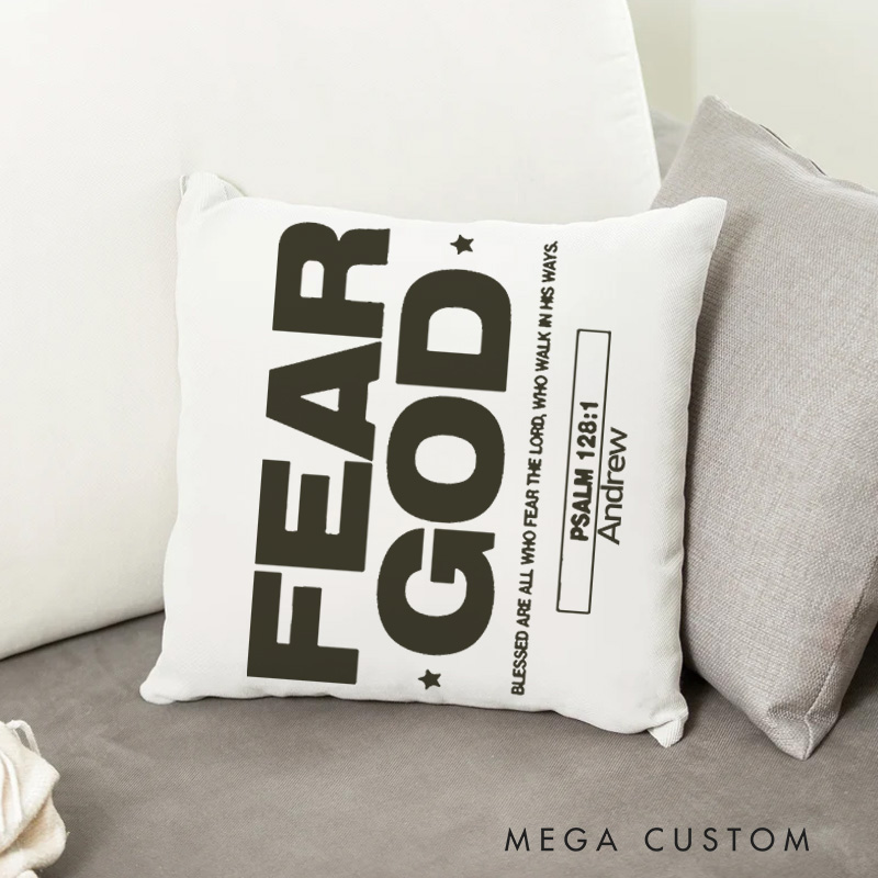 Personalized Fear God Throw Pillow Bible Verse Pillow with Name Home Decor Gift Religious Gift for Women and Men
