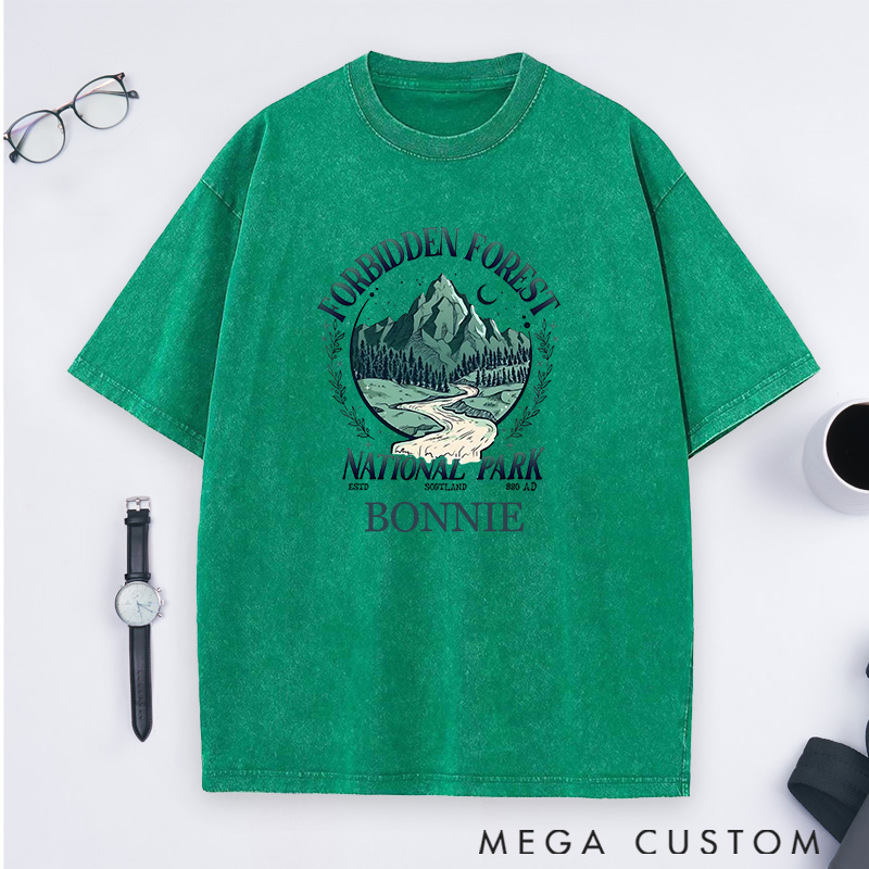 Personalized Forbidden Forest National Park Washed T-Shirts Gift Outdoors Hiking Camping Lover