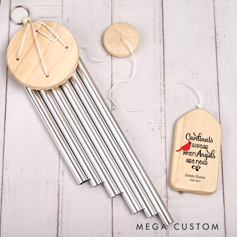 Personalized Cardinal Wind Chime Memorial Chime for Loss of Loved One Red Cardinal Bereavement Gifts Wind Chime Sympathy Gifts