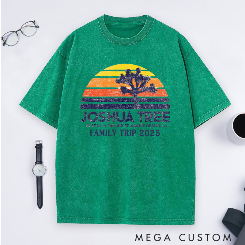 Personalized Joshua Tree Adventure Washed T-Shirts Gift for Hiking Camping Adventure Lover
