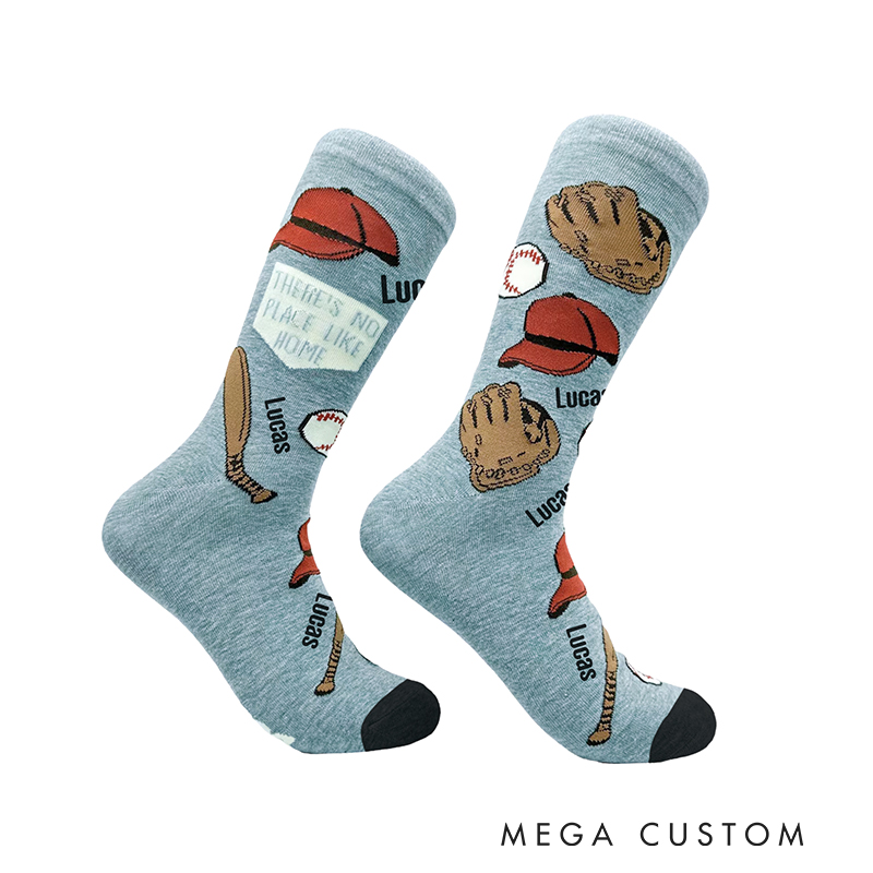 Personalized Baseball-Themed Socks with Customizable Design  