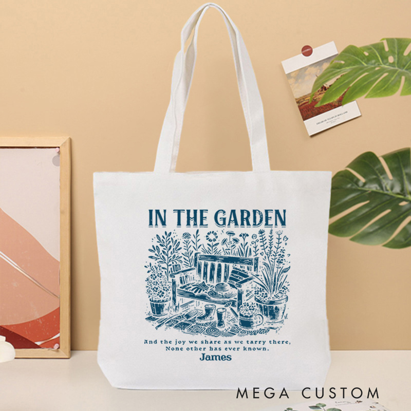 Personalized Soft Tone in the Garden Hymn Canvas Tote Bag Vintage Faith Based Bag Birthday Gift for Christians