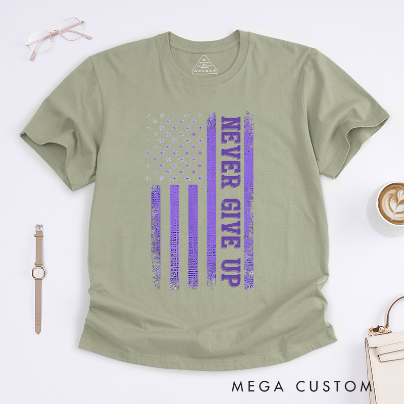 Personalized Never Give Up T-Shirt Alzheimers Awareness Gift