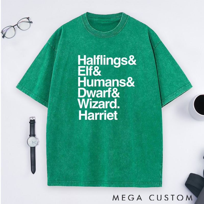 Personalized Fantasy Party Lineup Washed T-Shirts Game Movie & TV Lovers Shirts Gift for Geek Nerd