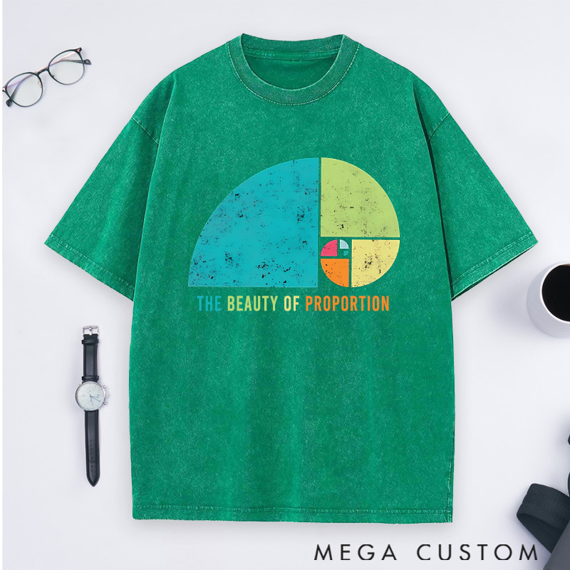 Personalized Golden Spiral Washed T-Shirts A Visual Harmony of Proportions Shirts Physics Math Lovers Shirts Gift for Geek Nerd
