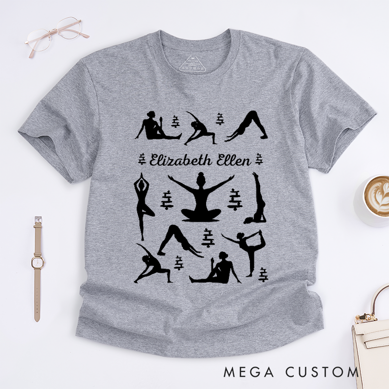 Personalized Yoga Pose Silhouette T-Shirt Perfect Match for Your Yoga Pants Yoga Gift for Her Funny Yoga T-Shirt