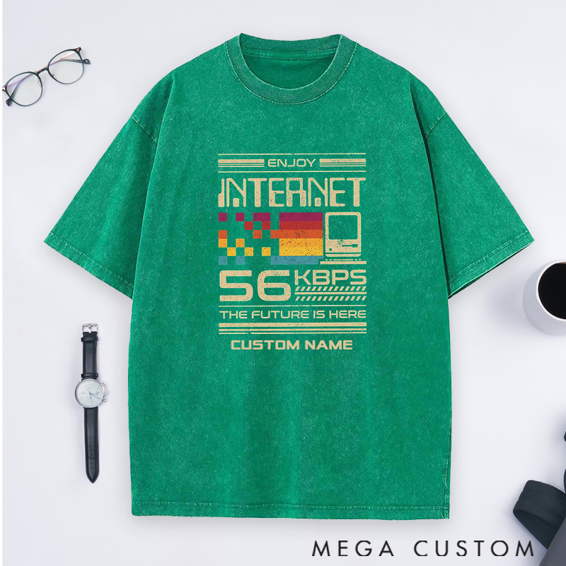 Personalized 56 Kbps Washed T-Shirts Programmer Computer Technology Lovers Shirts Gift Geek Nerd