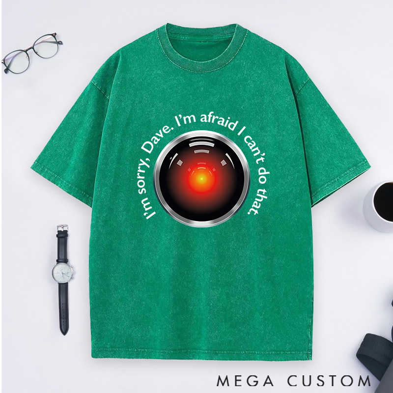  Personalized HAL's Warning Washed T-Shirts Sci-Fi Lover Shirts Gift Geek Nerd