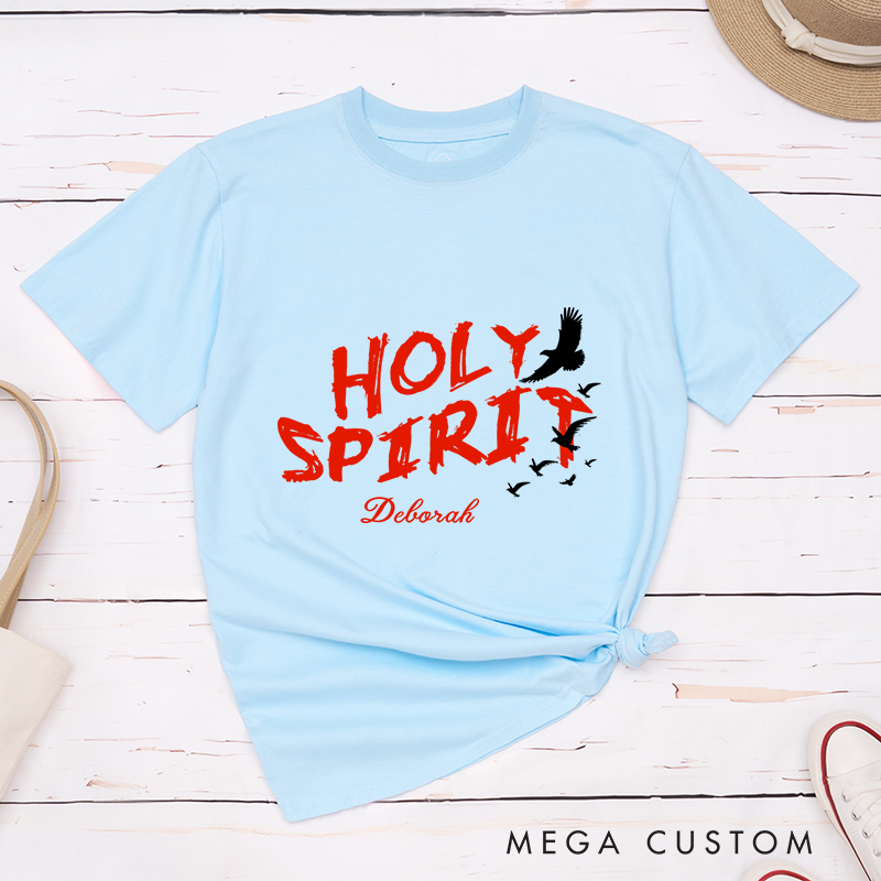 Personalized Holy Spirit Dove Bible Verse T-Shirt with Custom Name Christians Gift Birthday Gift Christian Apparel Gift for Jesus Lover 