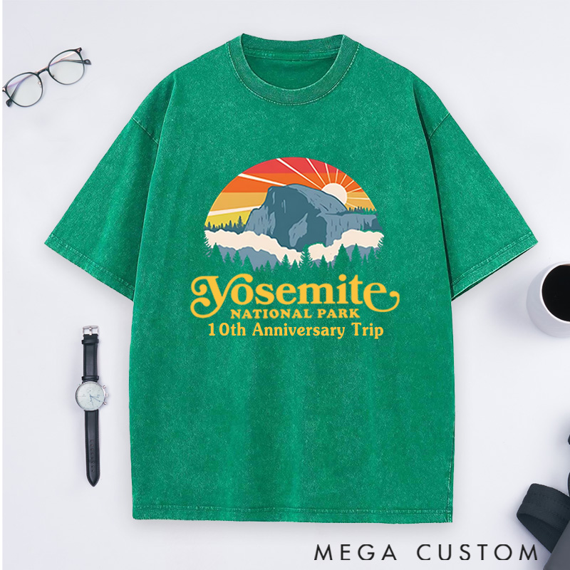 Personalized Yosemite National Park Washed T-Shirts Adventure Hiking Campig Travel Shirts Gift Outdoors Lover