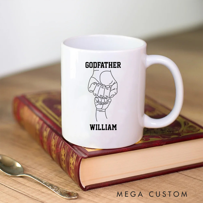Personalized Godfather Ceramic Mug with Name Birthday Gift for Christian Positive Affirmation Religious Gift for Christian