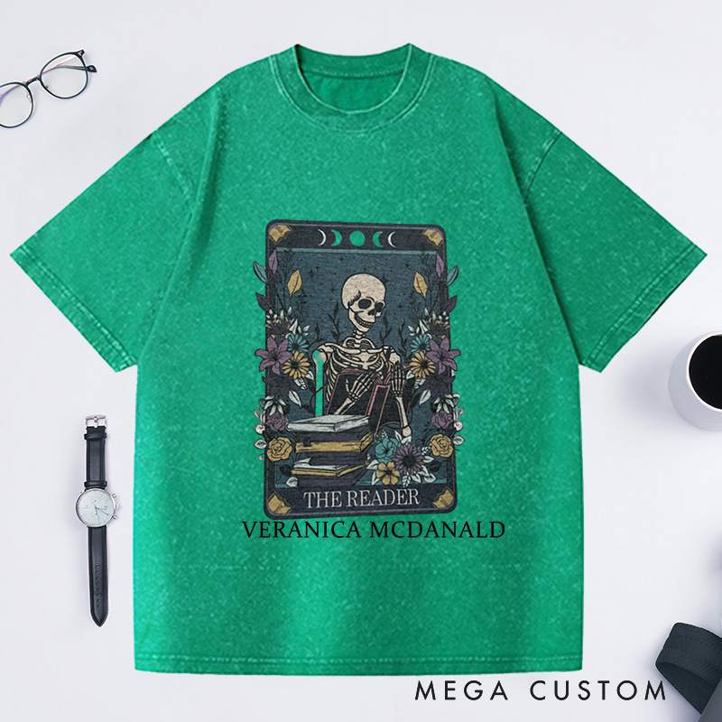 Personalized The Reader Tarot Washed T-Shirts Gifts for Book Lovers