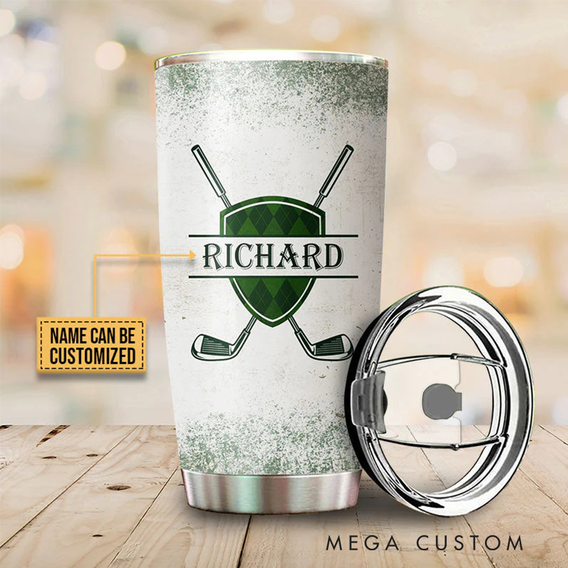Personalized Golfer’s Tumbler Featuring Unique Golf-Themed Design
