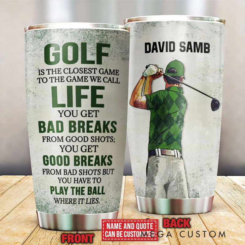 Personalized Golf Lover Tumbler with Customizable Name and Details  