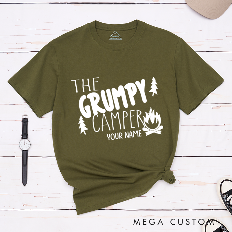 Personalized The Grumpy Camper T-Shirt Mountain Group Camping Hiking Travel Shirt Adventurers Lovers Gift