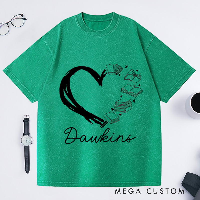 Personalized Love of Books Washed T-Shirts Book Lover Gift Reading Shirt Bookworm Shirt 