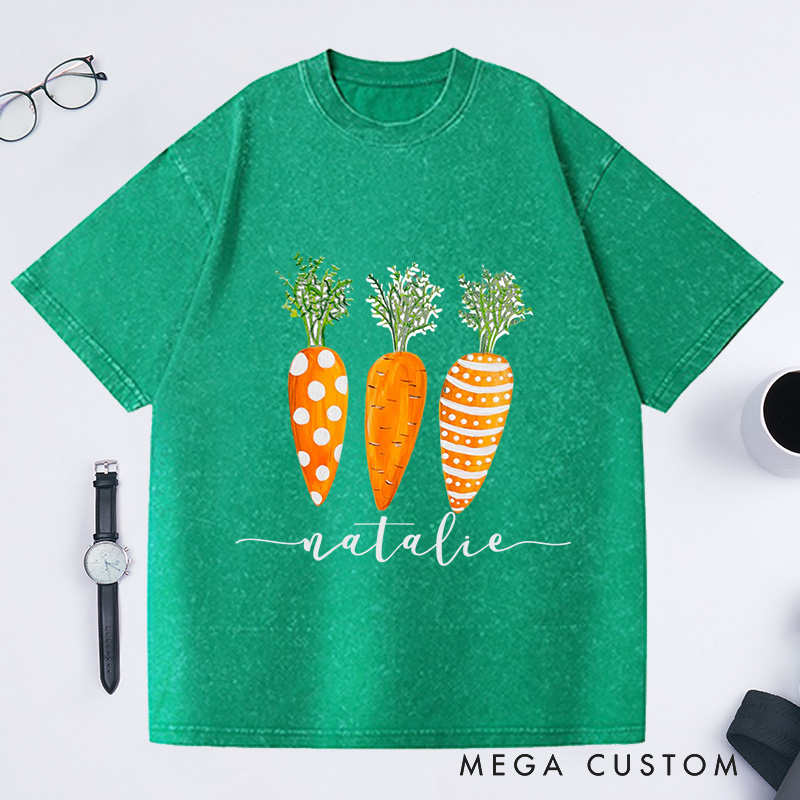 Personalized Carrots Washed T-Shirts Gardening Lover Gifts