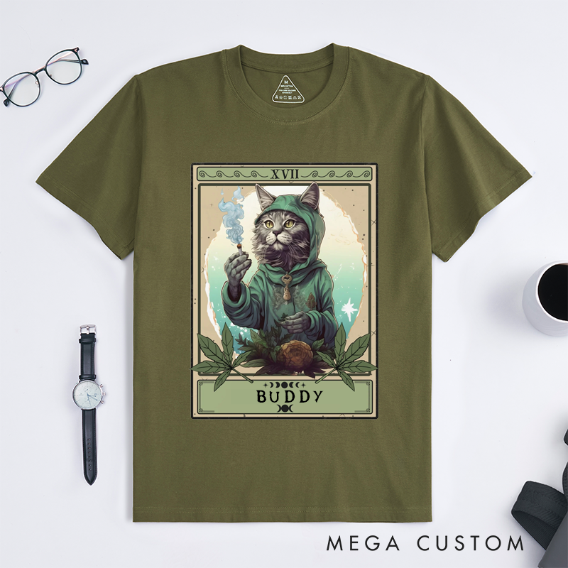 Personalized Tarot Lovers Classic T-Shirts Unique Smoke Art Custom Gift for Cat Lovers Friends