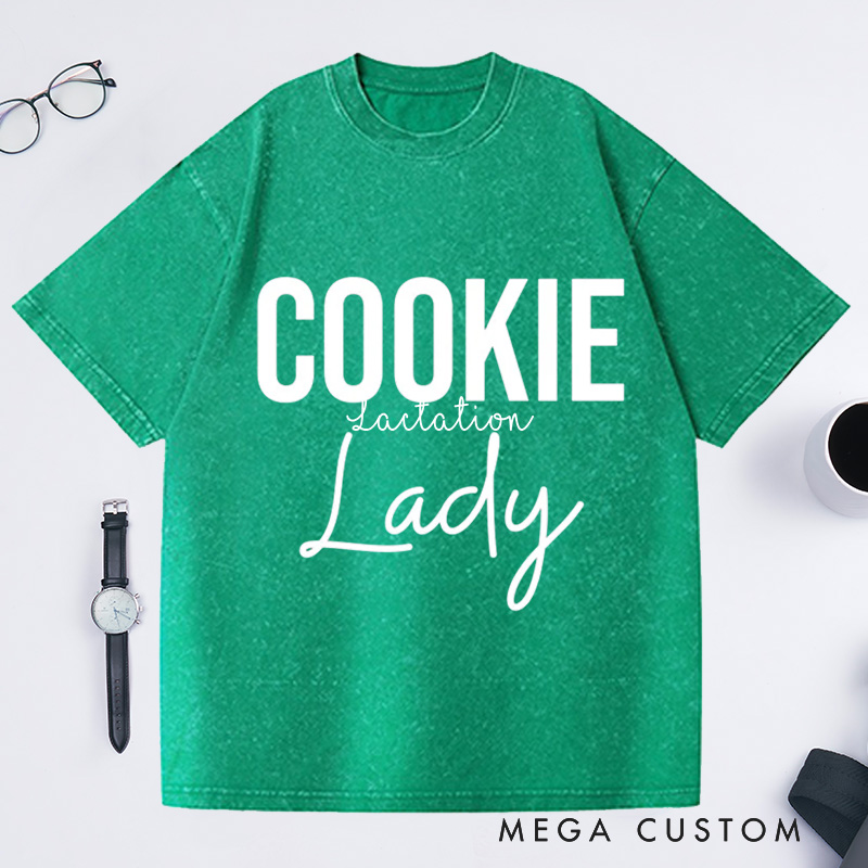Personalized Cookie Lady Washed T-Shirts Baking Shirt Baker Gifts Cookie Shirt Baking Gifts for Women