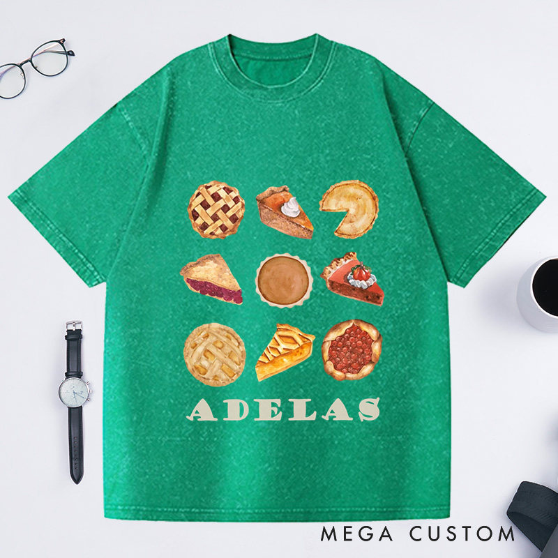 Personalized Comfort Colors Pumpkin Pie Washed T-Shirts Fall Shirt Thanksgiving Gift Thanksgiving Shirt