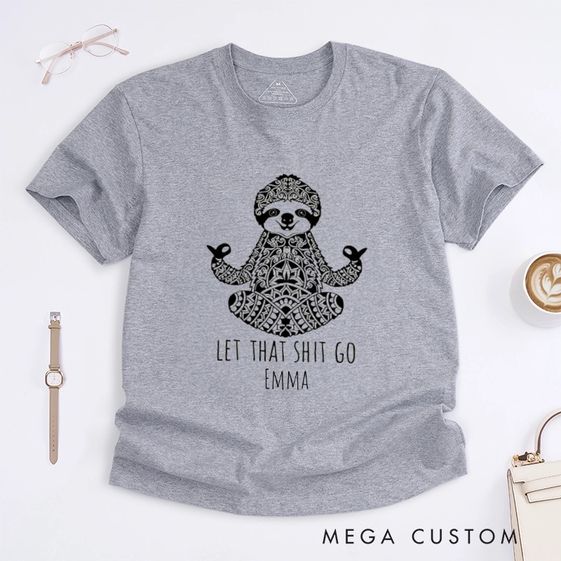 Personalized Meditation Sloth T-Shirt Humorous Animal T-Shirt Yoga Funny T-Shirt Yoga Lover Animal Lover