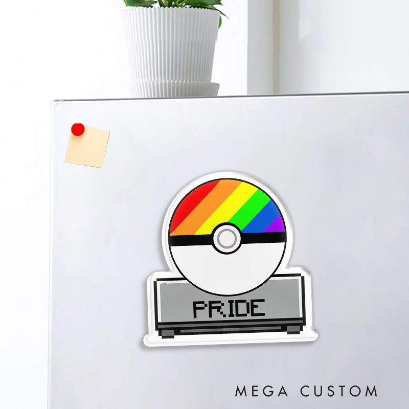 Personalized Pride Flag Ball Fridge Magnets LGBTQ Pride Gamers Magnets Anime Lovers Gaming Fridge Decal
