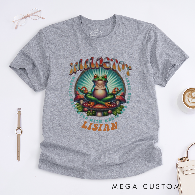 Personalized Vintage Frog Yoga T-Shirt Yoga Gift T-Shirt Animal yoga Apparel Mindfulness Meditation T-Shirt