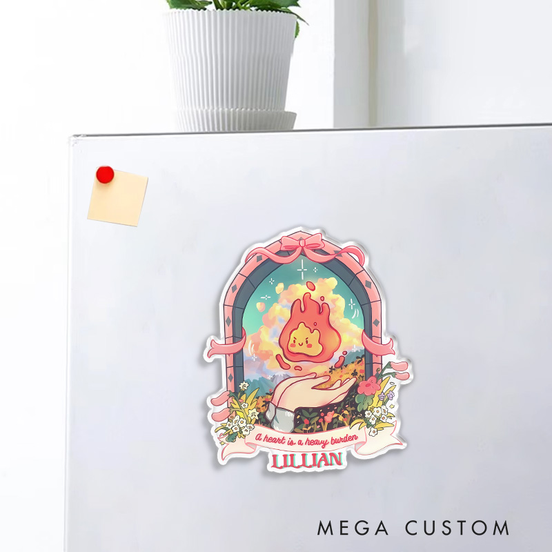 Personalized Anime Cute Fire Fridge Magnets Japanese Kawaii Magnets for Anime Lovers Studio Inspired Fridge Decal