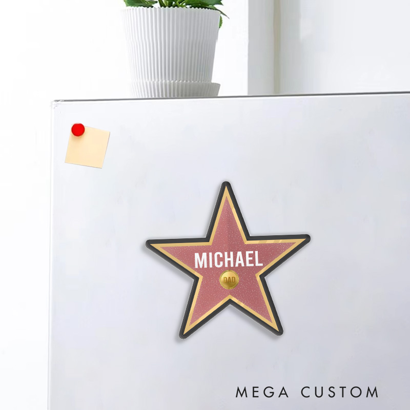 Personalized Dad of Fame Fridge Magnets Funny Father's Day Movie Magnet Star Magnets for Father Dad Fridge Decal