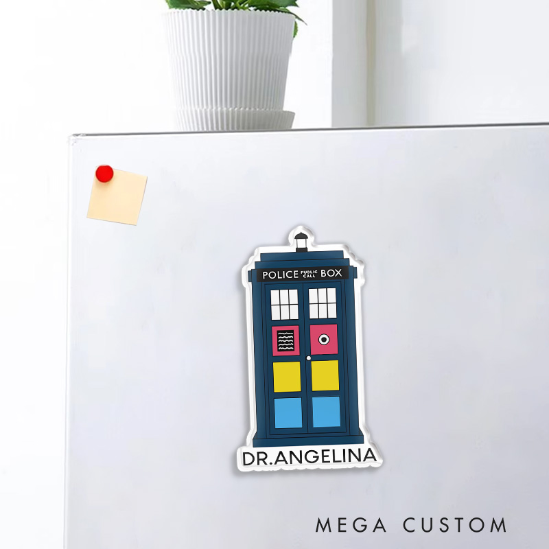 Personalized Telephone Booth Fridge Magnets LGBTQ Doctor Magnets Funny Geek Magnets for Movie Lovers Fridge Decal