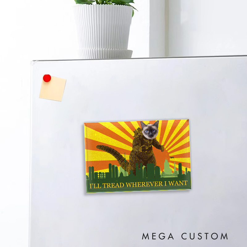 Personalized I'll Threat Whatever I Want Funny Movie Fridge Magnets Cat Dog Photo Magnets for Monster Film Lovers Dog Mom & Dad