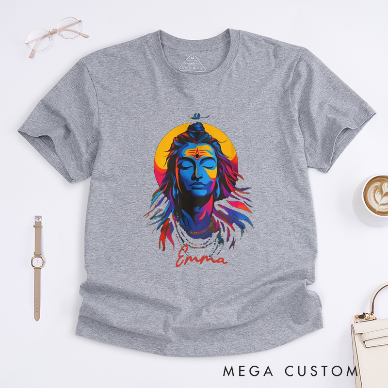Personalized Shiva Meditation T-Shirt Lord Shiva Yoga T-Shirt Mahadev Graphic Tee Om Namah Shivaya Tee Yoga Lover