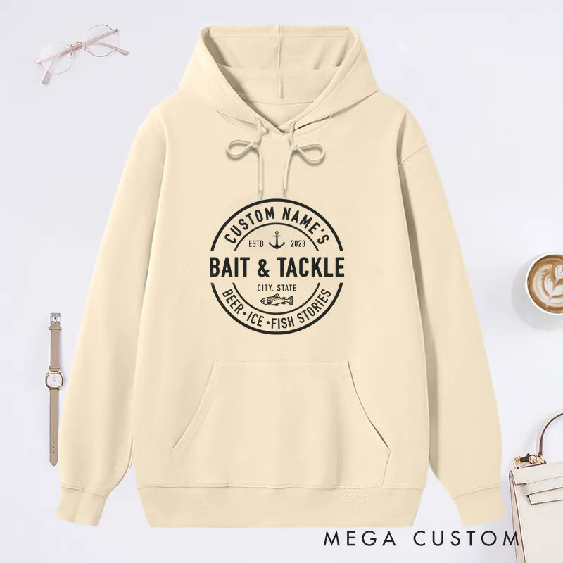 Personalized Classic Bait and Tackle Fishing Classic Hoodie Custom Fishing Gift for Anglers