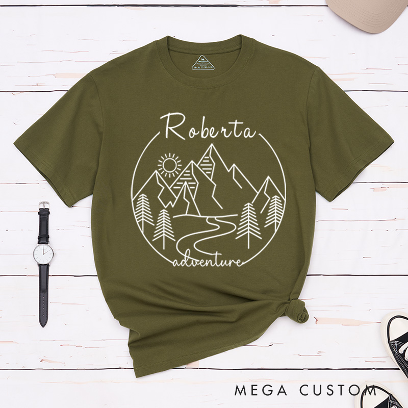Personalized Adventure Mountain T-Shirt Nature and Camping Hiking Shirt Travel Outdoors Lovers Gift