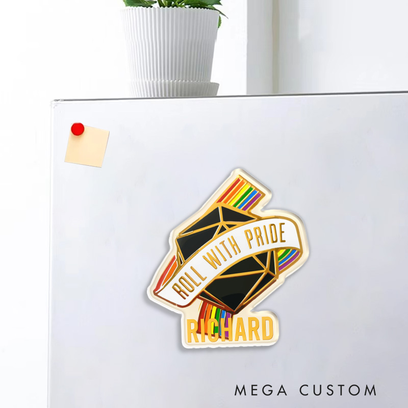 Personalized Rainbow Roll with Pride Fridge Magnets DND Dice Game Magnets LGBTQ Gamers Fridge Decal