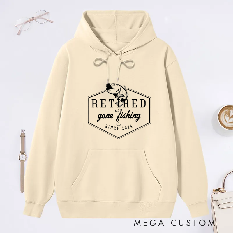 Personalized Retired and Gone Fishing Classic Hoodie Retirement Gift for Fishing Lover