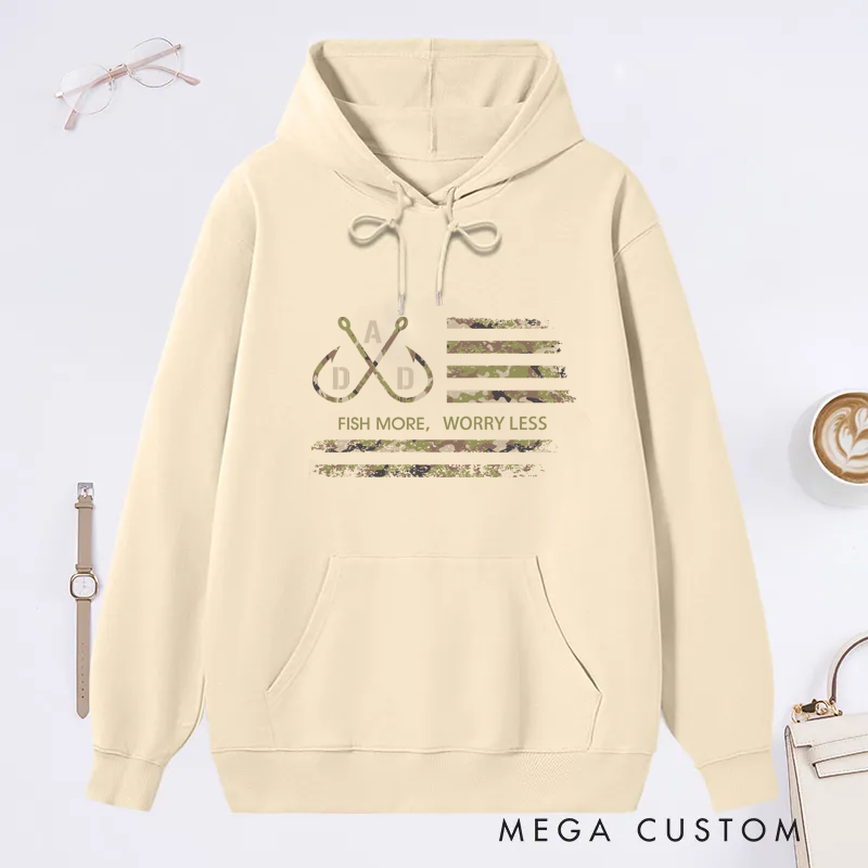 Personalized Camouflage Flag Fishing Dad Classic Hoodie for Outdoor Fishing Enthusiasts