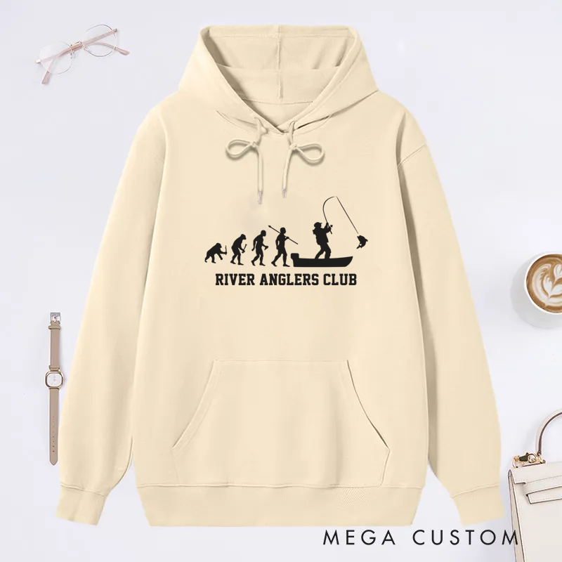 Personalized Evolution Fishing Classic Hoodie Perfect Gift for Fishing Enthusiasts and Club Members