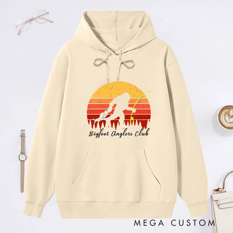 Personalized Retro Sunset Fishing Classic Hoodie Gift  for Fishing Enthusiasts