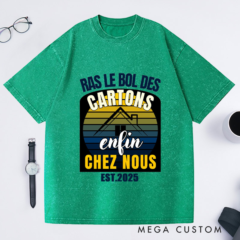 Personalized Ras Le Bol Des Cartons T-Shirt Retro Sunset French Housewarming Custom Moving Joyful Gift