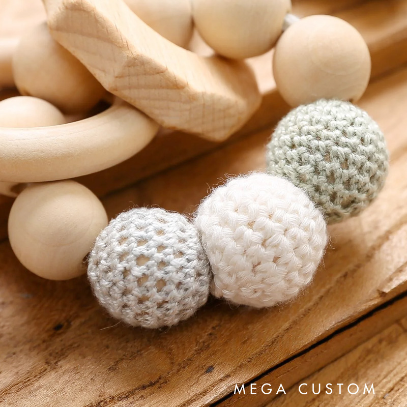 Personalized Engraved Wooden Baby Rattle with Name Animal Rattle With Bells Baby Grasping Toy Baby Shower Gift