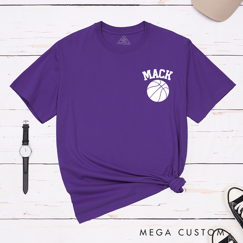 Personalized Basketball T-Shirt with Custom Name and Minimalist Basketball Graphic for a Stylish Look